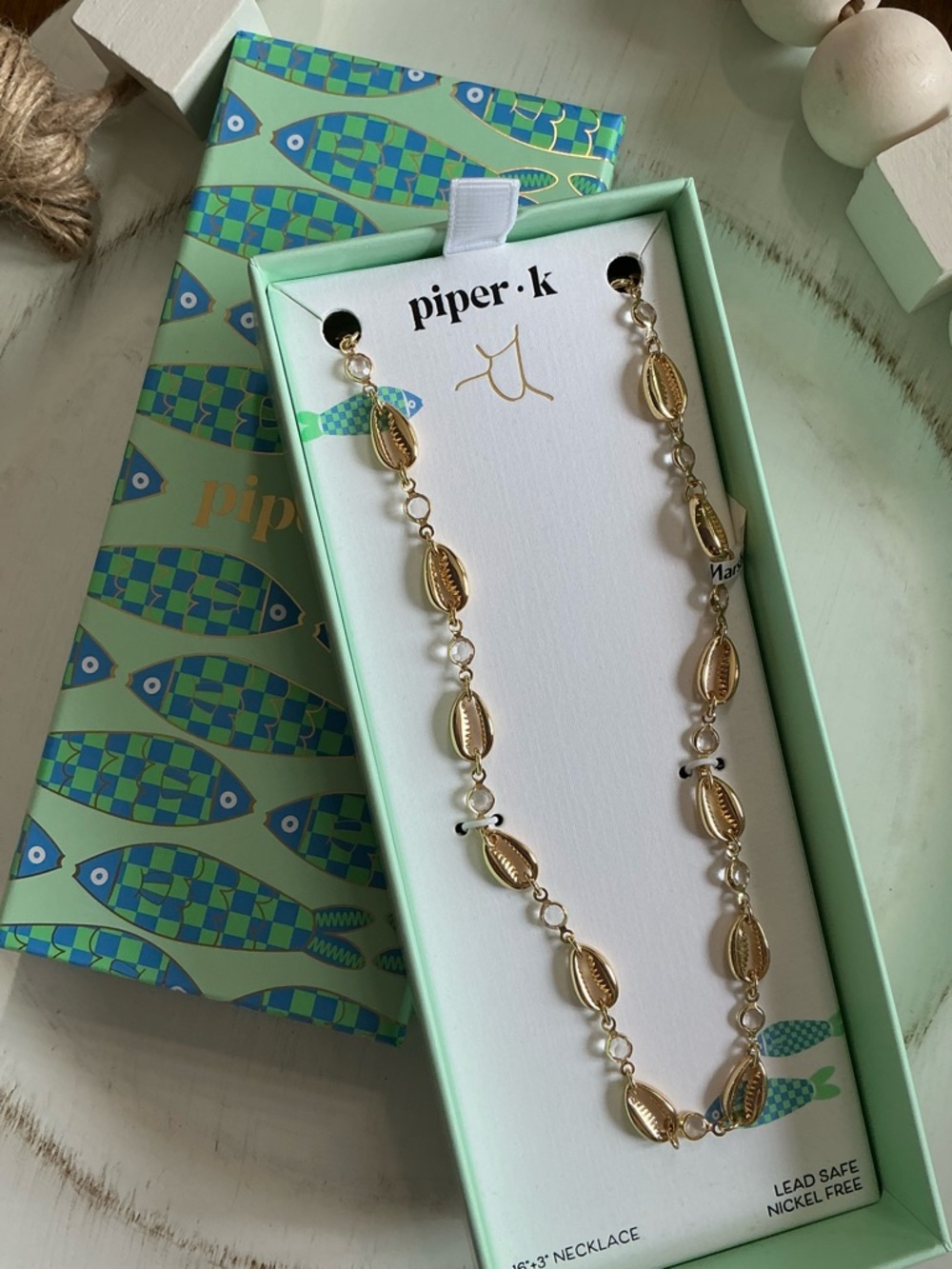 Piper Gold Cowrie Shell Chain Necklace with Diamond Accents